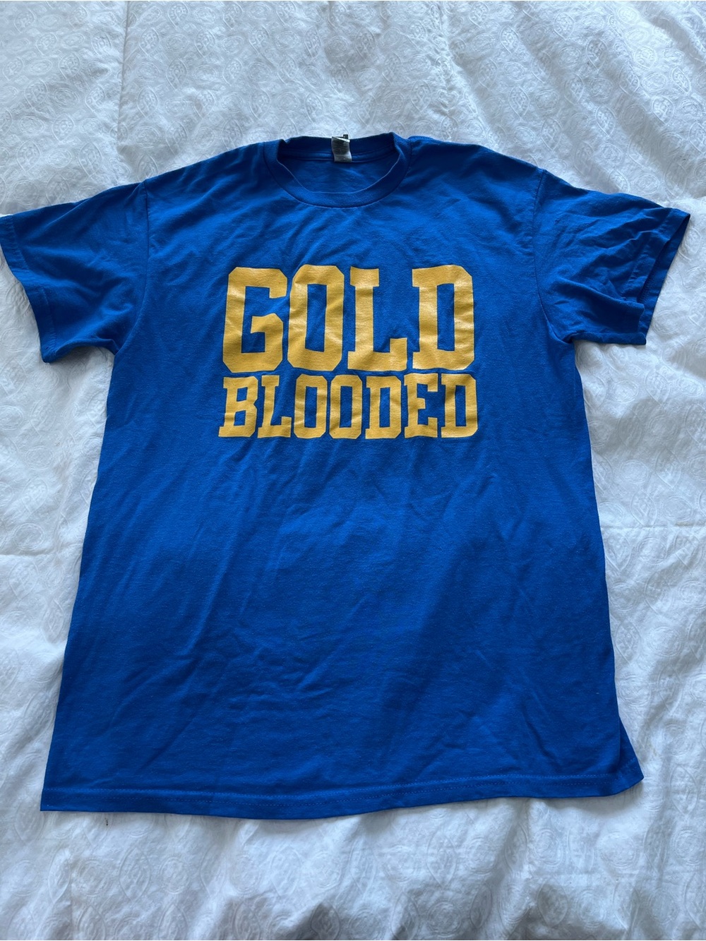 Golden state warriors Gold Blooded Graphic T-Shirt - Blue with Gold Print size M